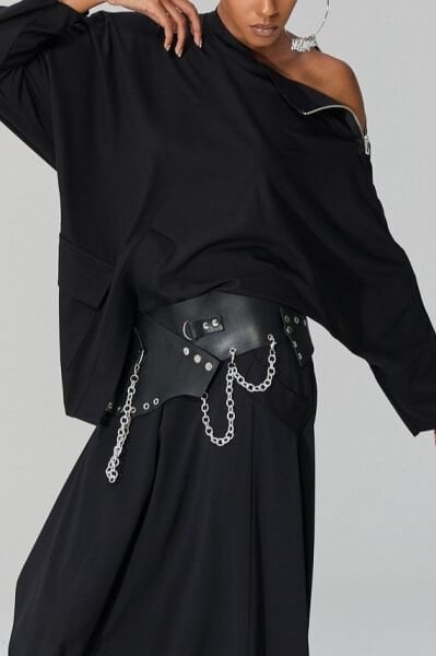 Lamante Zincirli Tasarım Kemer- Siyah