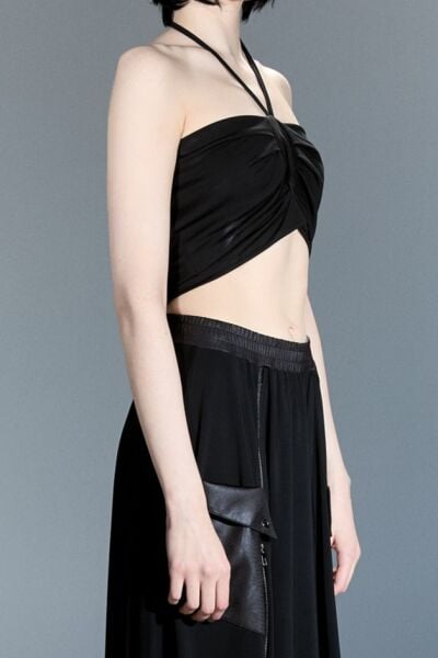 Lamante Crop Bluz - Siyah