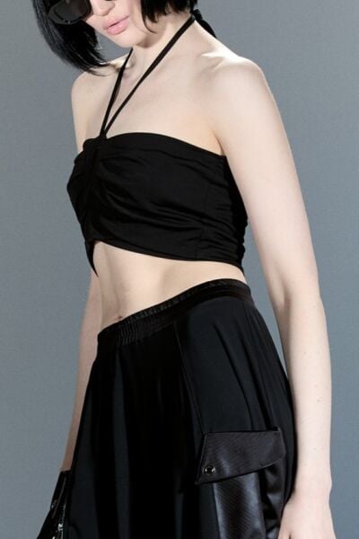 Lamante Crop Bluz - Siyah