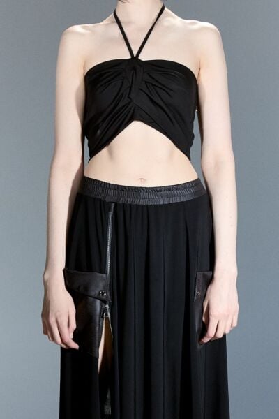 Lamante Crop Bluz - Siyah