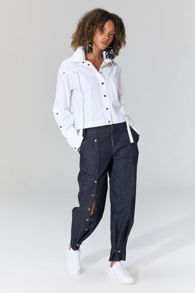 Lamante Çıt Çıt Detaylı Jean Pantolon - Siyah