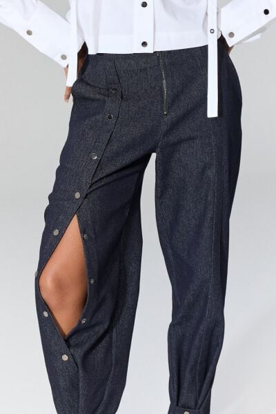 Lamante Çıt Çıt Detaylı Jean Pantolon - Siyah