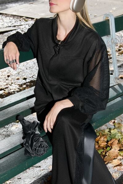 Lamante Vena Tasarım Ceket - Siyah