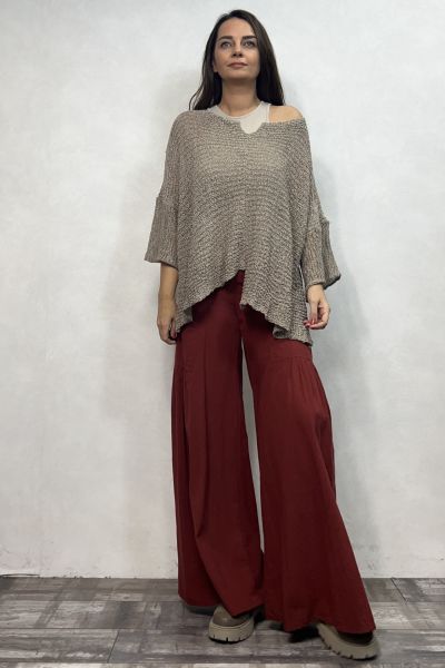 Kayık Yaka Merserize Bluz - Vizon