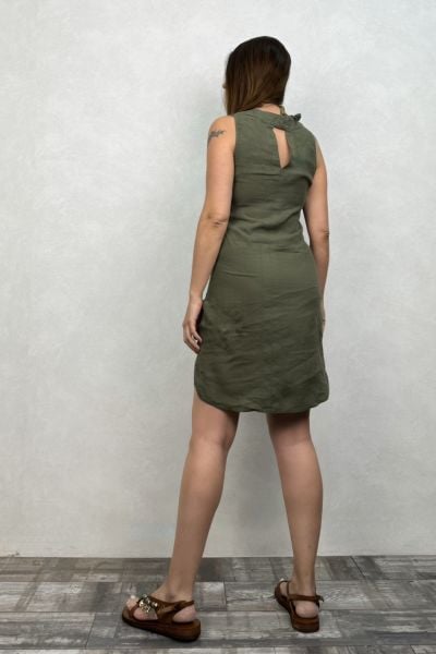 Dolce Keten Elbise - Haki