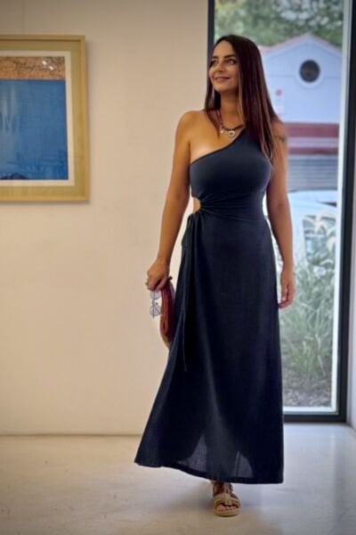 Diana Tek Omuz Elbise Midnight Navy - Lacivert