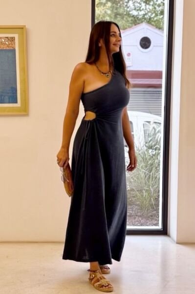 Diana Tek Omuz Elbise Midnight Navy - Lacivert