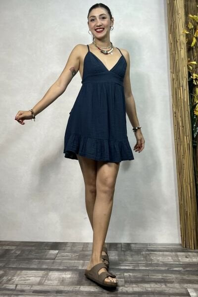 Nida Mini Elbise Midnight Navy - Lacivert