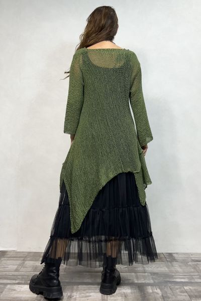 Merserize Tunik ve Tül Etek Kombin - Haki Siyah