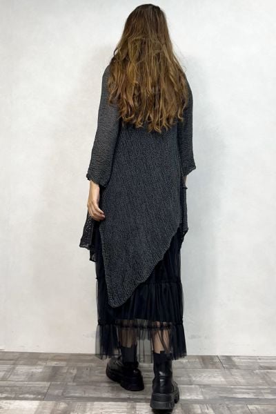 Merserize Tunik ve Tül Etek Kombin - Antrasit Siyah