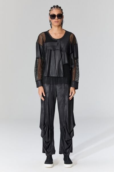 Lamante West Deri Pantolon - Siyah