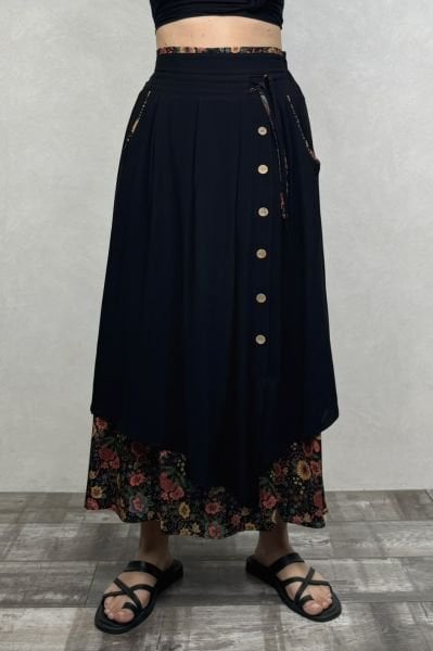 Çift Katlı Polly Gypsy Etek - Siyah