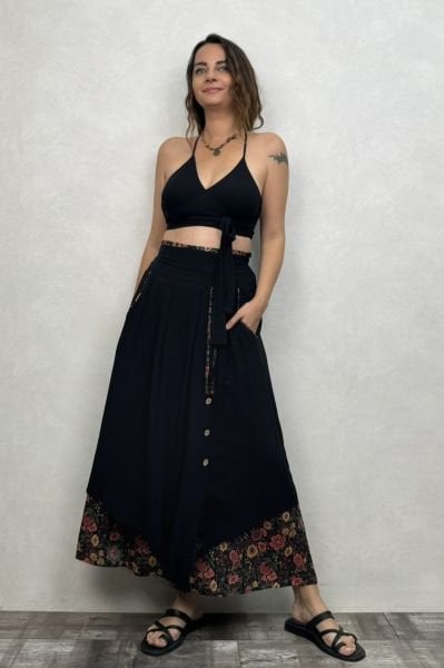 Çift Katlı Polly Gypsy Etek - Siyah