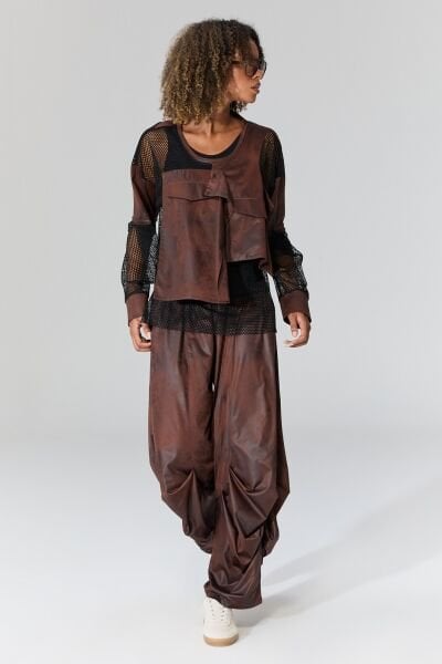 Lamante West Deri Pantolon - Kahve