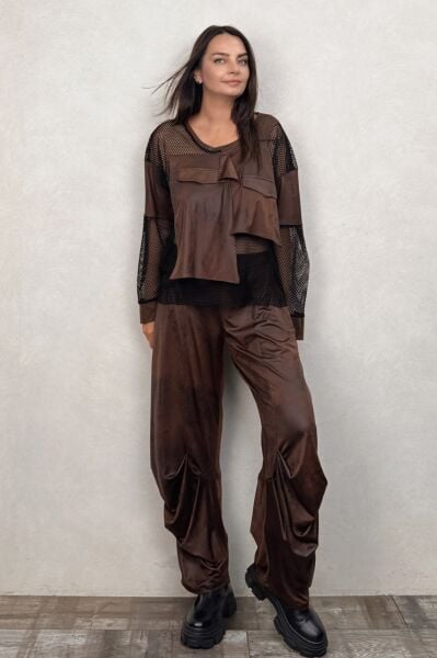 Lamante West Deri Pantolon - Kahve