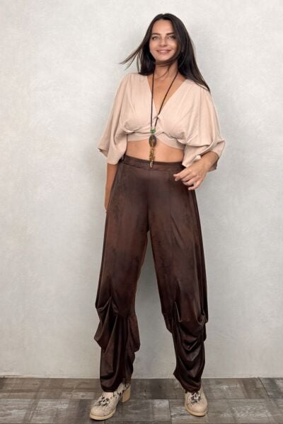 Lamante West Deri Pantolon - Kahve