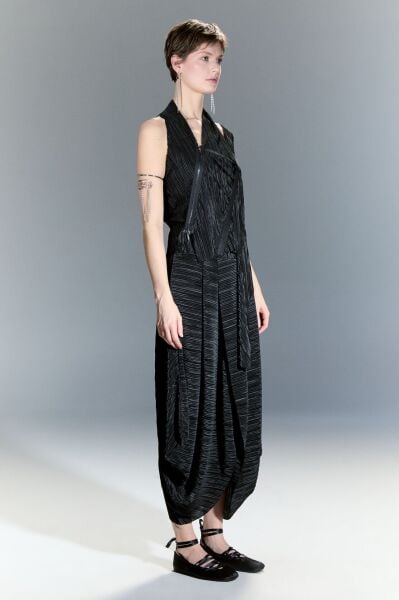 Lamante Alexis Piliseli Tasarım Etek - Siyah