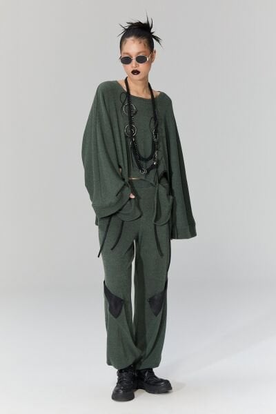 Lamante Riga Triko Pantolon - Haki Yeşil