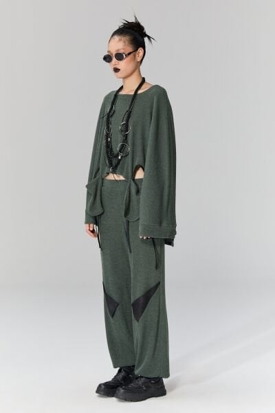 Lamante Riga Triko Pantolon - Haki Yeşil