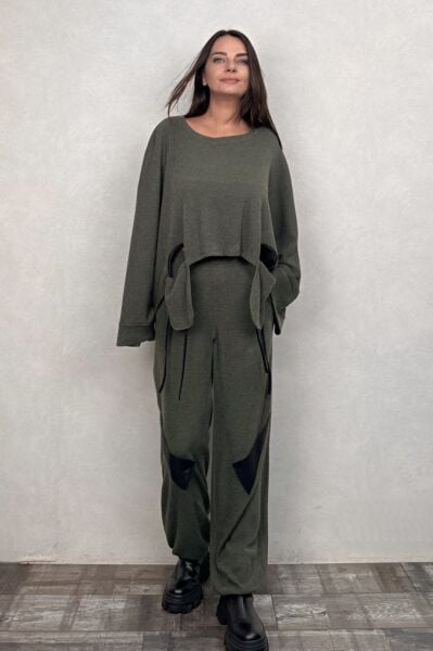 Lamante Riga Triko Pantolon - Haki Yeşil