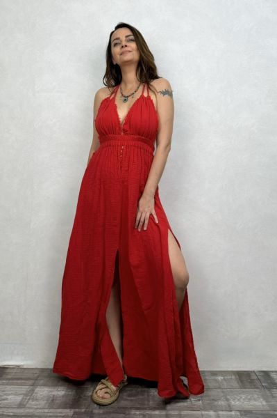 Lilith Müslin Elbise Barbados Cherry - Vişne