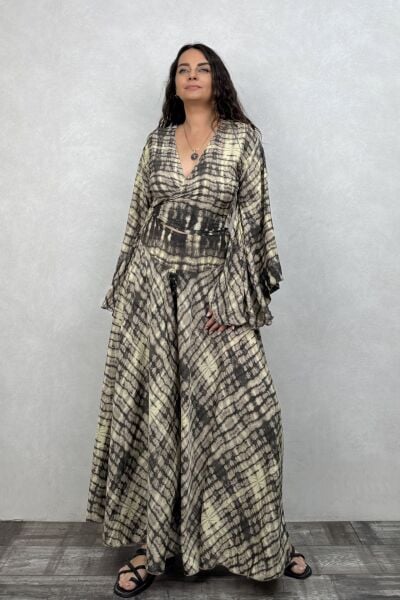 Kimono Kol İpek Bolero Bluz - Siyah Eskiz