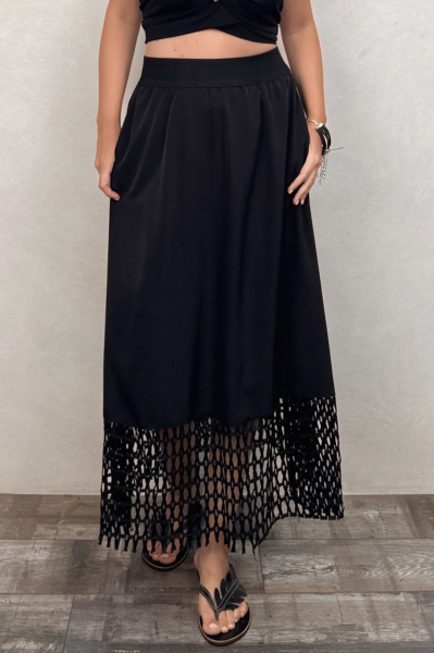 Lamante File Detay Tasarım Etek - Siyah