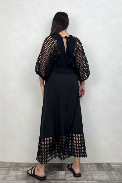 Lamante File Detay Tasarım Etek - Siyah