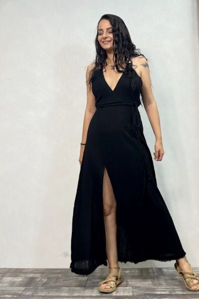 Adonis Müslin Elbise - Siyah