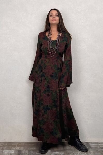 Belden Bağlamalı İspanyol Elbise - Nefti