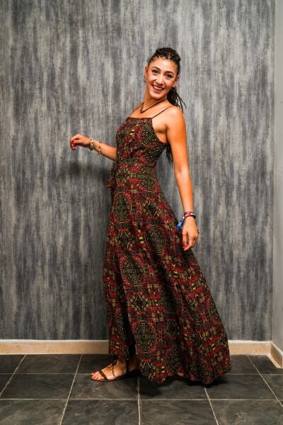 Askılı Belden Bağlamalı Elbise - Karat