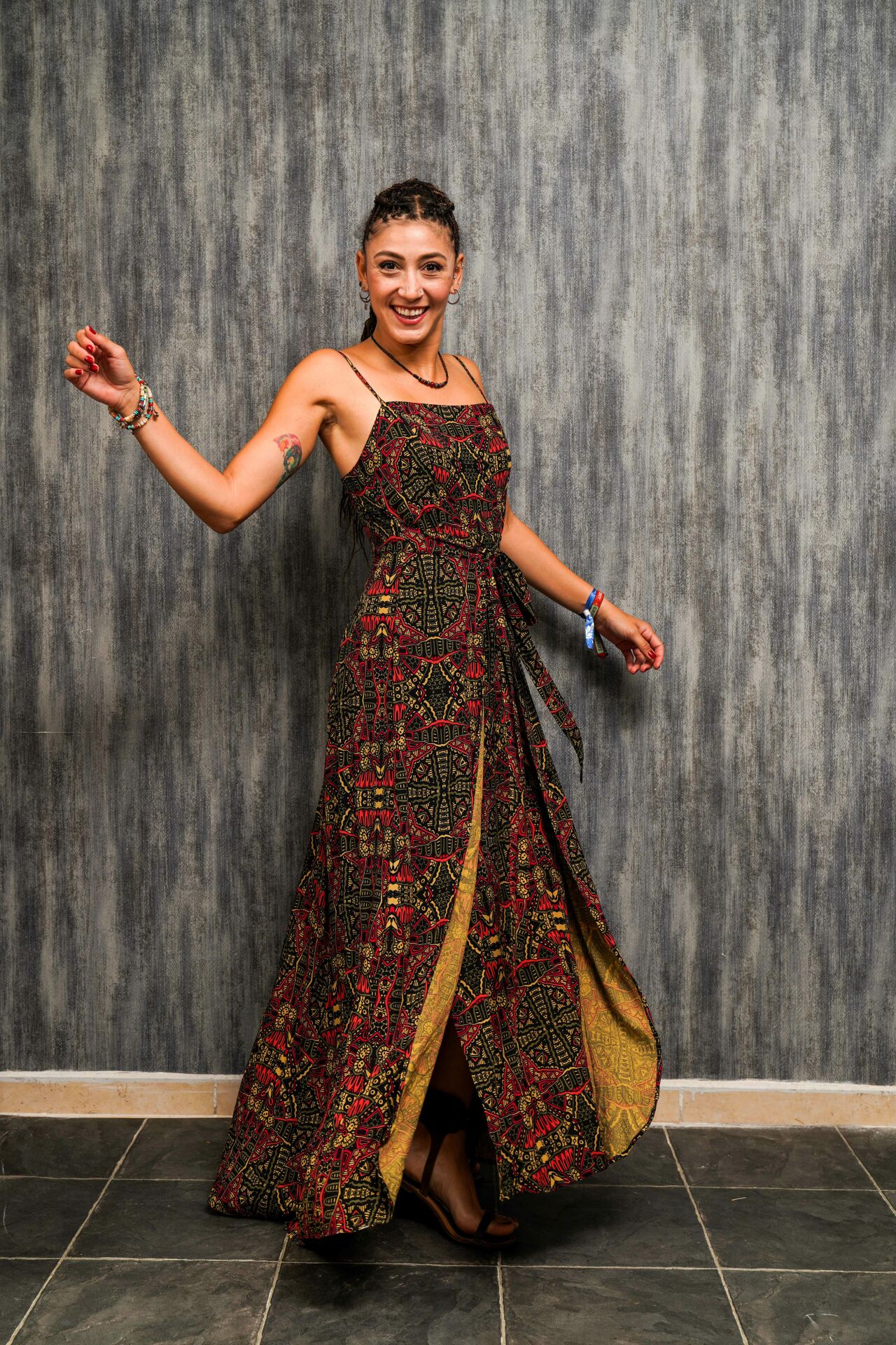 Askılı Belden Bağlamalı Elbise - Karat