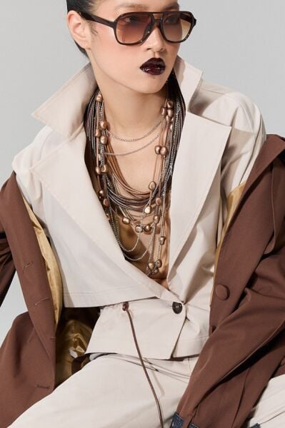 Lamante Tasarım Deri Zincir Kolye -  Kahve