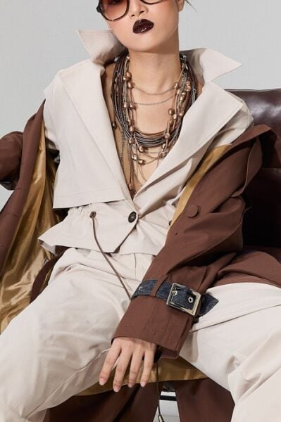 Lamante Tasarım Deri Zincir Kolye -  Kahve