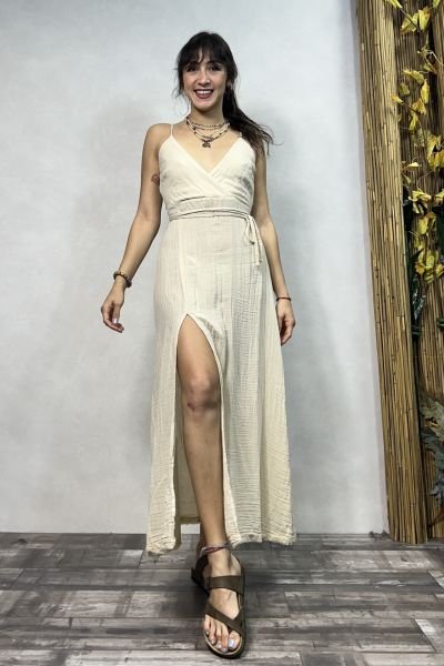 Adonis Müslin Elbise Beige  - Bej