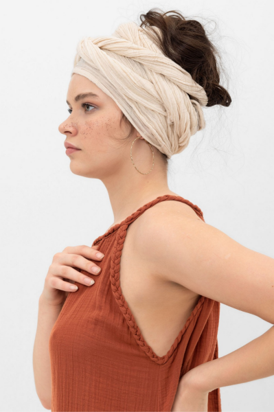 Perit Müslin Elbise Neutral Brown -Terracota