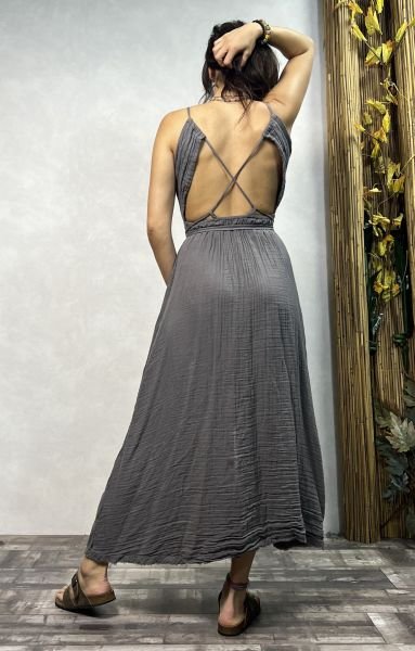 Adonis Müslin Elbise Dark Grey  - Antrasit