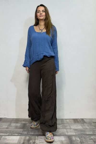 Mia Müslin Pantolon  - Acı Kahve