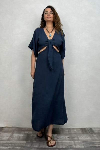 Priam Müslin Elbise Midnight Navy - Petrol