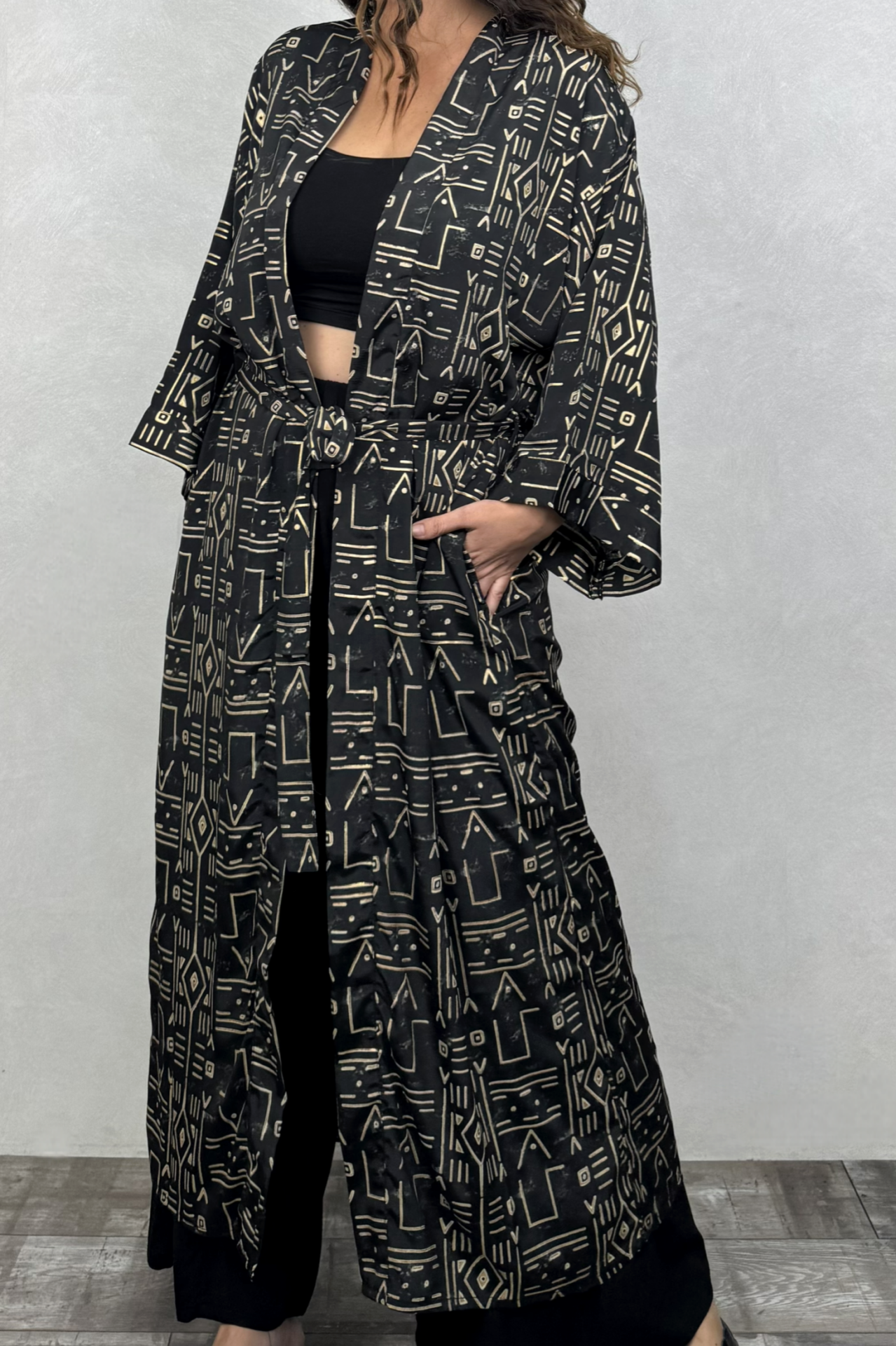 Premium İpek Kimono - Siyah Gold