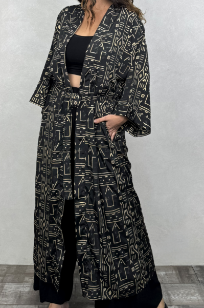 Premium İpek Kimono - Siyah Gold