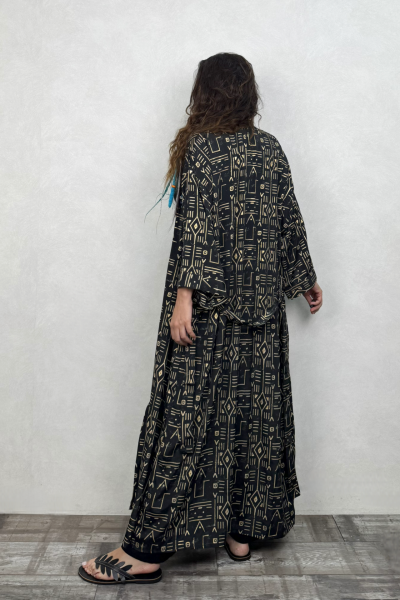 Premium İpek Kimono - Siyah Gold