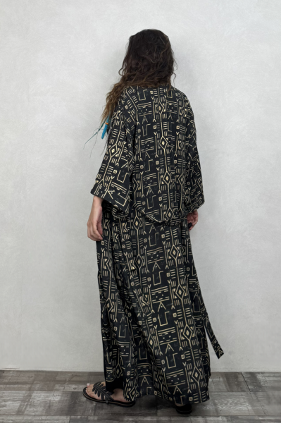 Premium İpek Kimono - Siyah Gold