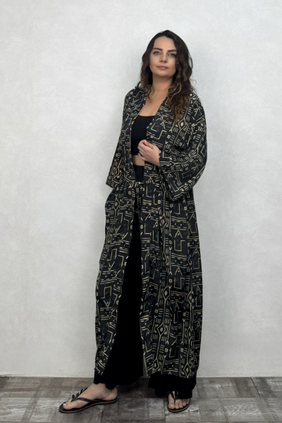 Premium İpek Kimono - Siyah Gold