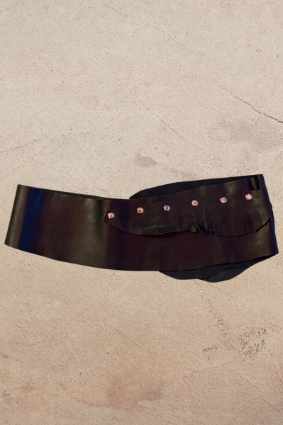 El Yapımı Kesikli Deri Kemer - Siyah 74