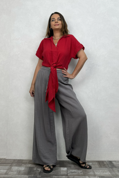 Vera Müslin Bluz Barbados Cherry - Vişne