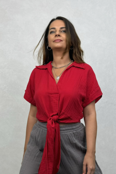 Vera Müslin Bluz Barbados Cherry - Vişne