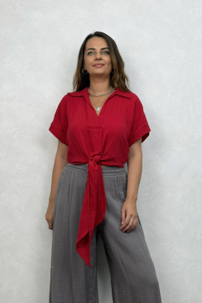 Vera Müslin Bluz Barbados Cherry - Vişne