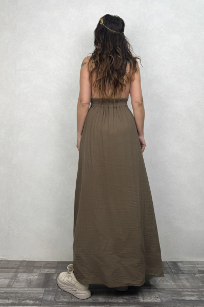 Lilith Müslin Elbise Neutral Brown -Doğal Kahve