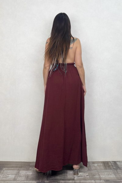 Lilith Müslin Elbise Ruby Wine - Bordo